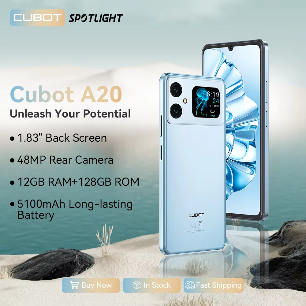 A20, Smartphone Android 14, 12GB (4GB+8GB Extend) RAM+128GB ROM, 90Hz 6.745-Inch HD+ Display, 5100Mah, 48MP Camera,Face ID