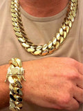 15mm Hip Hop Bling Gold Color Stainless Steel Cuban Miami Link Chain Necklaces for 18k Gold-plated Men Rapper Jewelry(1PC)