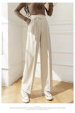 Lady Baggy Pants High Waist Lace Up Straight Leg Pants Women's Classic Designer Suit Trousers High Fashion Korean style Office