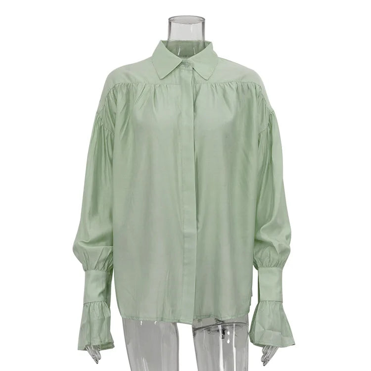 Office Lady Elegant White Casual Loose Blouses Fashion New Long Sleeve Women Shirt Turndown Collar Tops