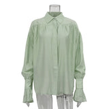 Office Lady Elegant White Casual Loose Blouses Fashion New Long Sleeve Women Shirt Turndown Collar Tops