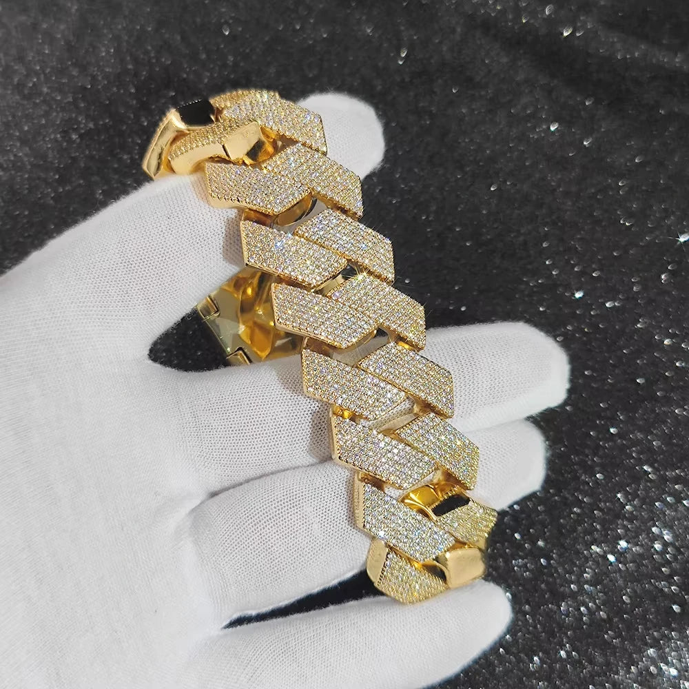Hip Hop Jewelry Men Iced Out Chains Big Heavy 25mm Six Rows Cz Stone Cuban Link Chain High Quality Bling Necklace ﻿