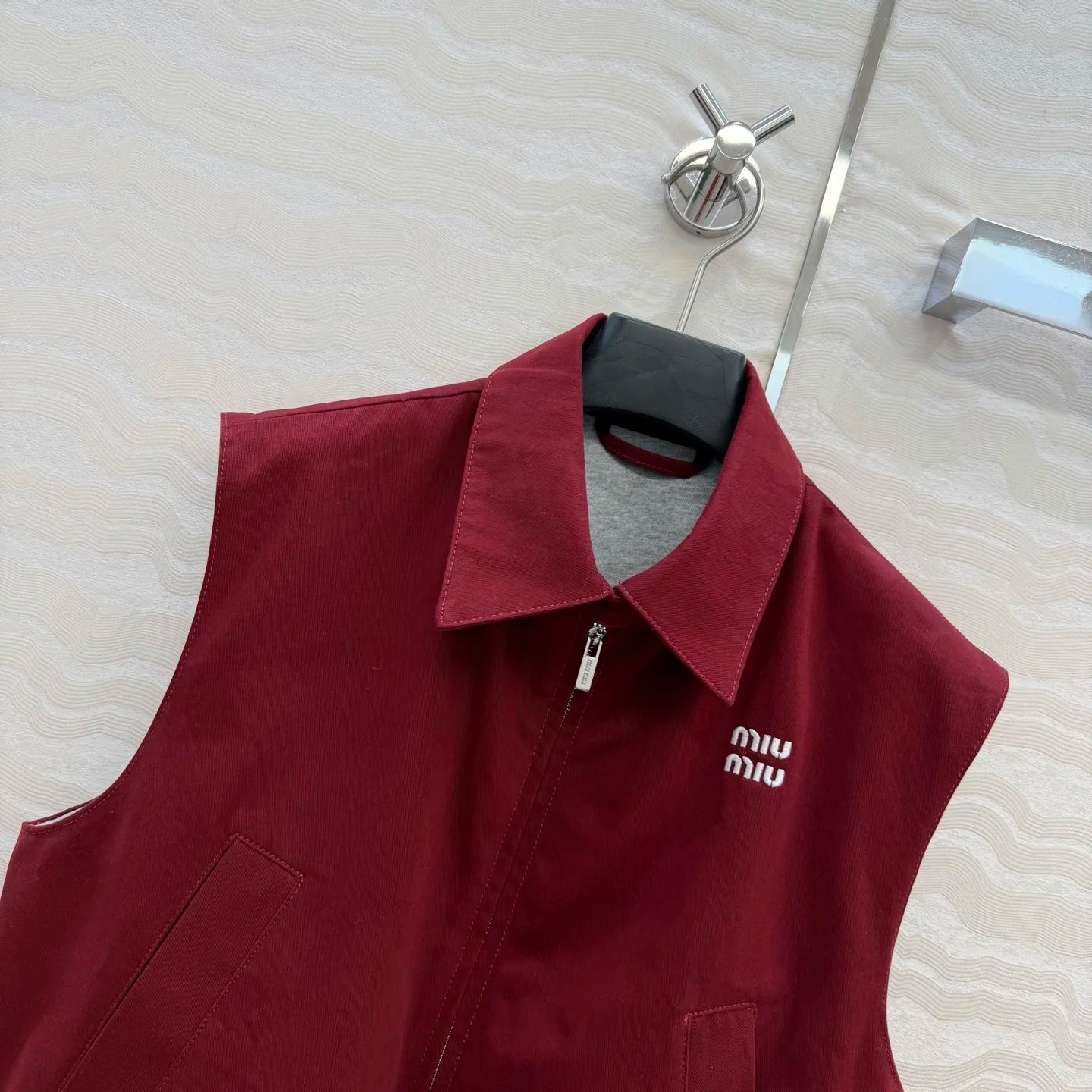 2026 New Style Womens Red Denim Vest Jacket Coat Size M L Fashionable and Good Texture Code 042