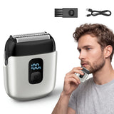 Mini Portable Men's Shaver Electric Foil Shaver IPX7 Waterproof Pocket Travel Beard Razor LED Power Display USB-C Rechargeable Wet Dry Shaving Machine For Male