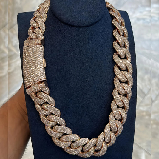 Men'S & Women'S 18K Gold Plated Cuban Link Necklace | 15Mm Heavy Duty Interlocking Chain With Moissanite-Like Sparkle, Durable C