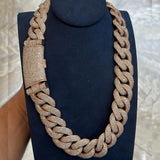 Men'S & Women'S 18K Gold Plated Cuban Link Necklace | 15Mm Heavy Duty Interlocking Chain With Moissanite-Like Sparkle, Durable C