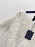 2026 Women Tunic Sweater Boat Neck Batwing Flare Sleeve Leather Drawstring Bow Waist Thick Wool Blend Loose Top