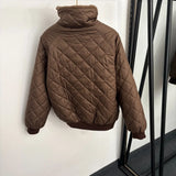 2026 Women Autumn Winter Fleece‑Lined Stand Collar Quilted Padded Jacket ZX5801