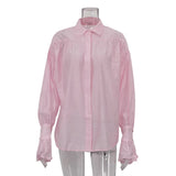 Office Lady Elegant White Casual Loose Blouses Fashion New Long Sleeve Women Shirt Turndown Collar Tops