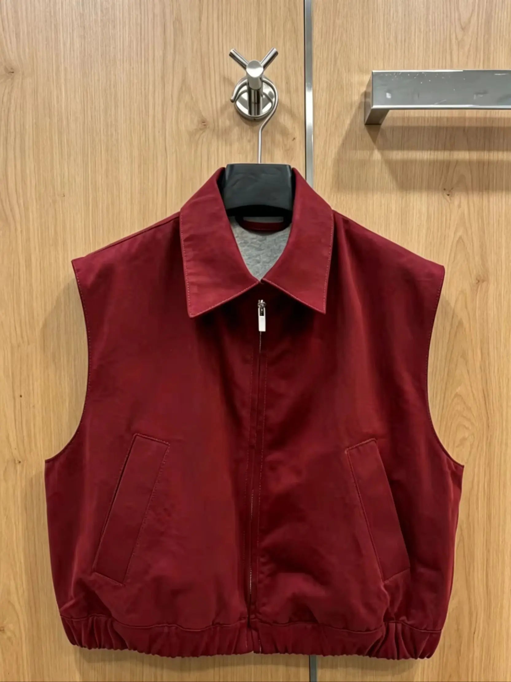 2026 New Style Womens Red Denim Vest Jacket Coat Size M L Fashionable and Good Texture Code 042