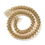15mm Stainless Steel Miami Cuban Link Chain Iced Out CZ Box Clasp Necklace Fashion Hiphop Men Jewelry