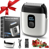 Mini Portable Men's Shaver Electric Foil Shaver IPX7 Waterproof Pocket Travel Beard Razor LED Power Display USB-C Rechargeable Wet Dry Shaving Machine For Male