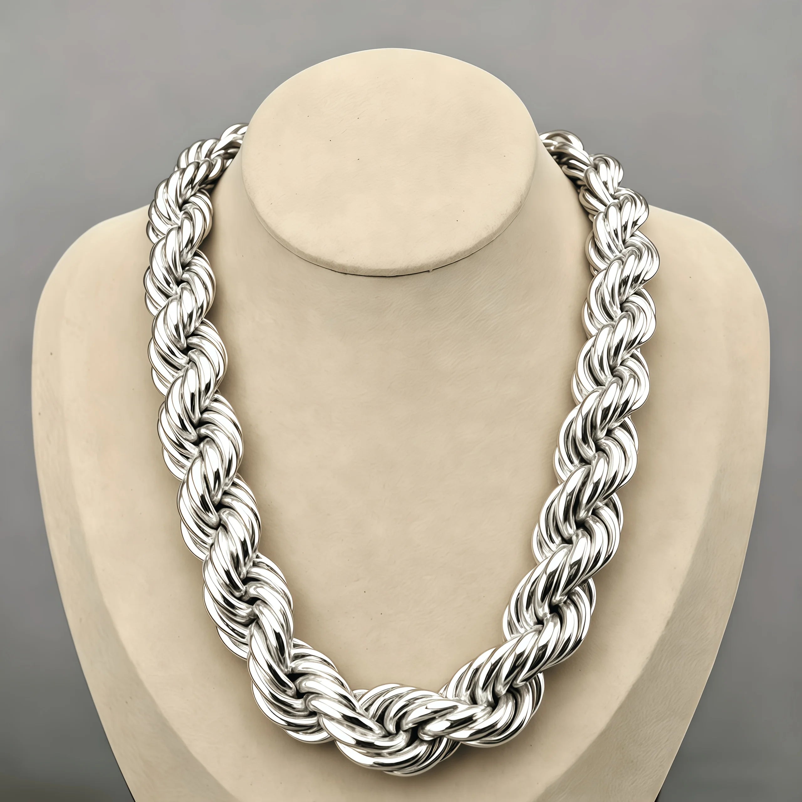 12Mm Men'S Twisted Rope Chain Necklace, High-Quality Hip-Hop Jewelry, Suitable for Daily And Party Use, Hip-Hop Style, Perfect for Carnival, Father'S Day, Birthdays, Christmas Gift