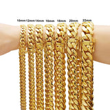 15mm Hip Hop Bling Gold Color Stainless Steel Cuban Miami Link Chain Necklaces for 18k Gold-plated Men Rapper Jewelry(1PC)