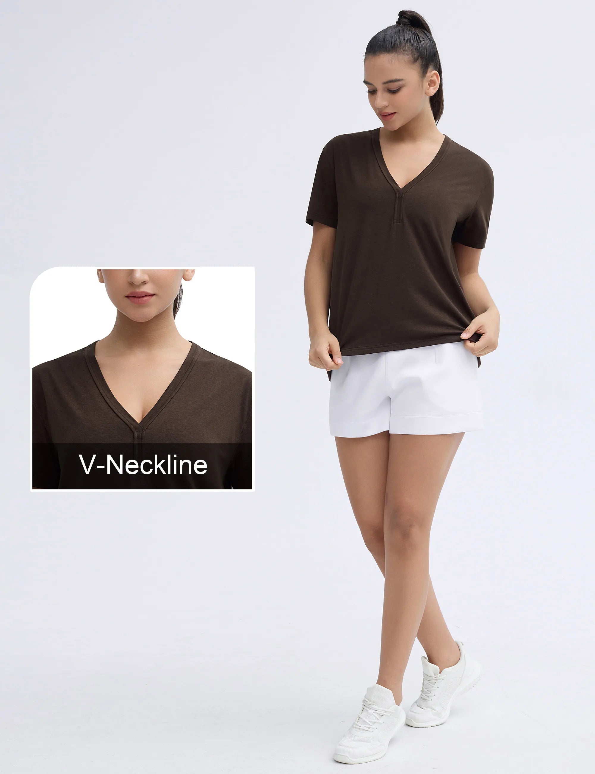 THE GYM PEOPLE Women's Loose Fit Workout T-Shirts V Neck Short Sleeve Running Yoga Lounge Tee Tops