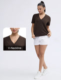 THE GYM PEOPLE Women's Loose Fit Workout T-Shirts V Neck Short Sleeve Running Yoga Lounge Tee Tops