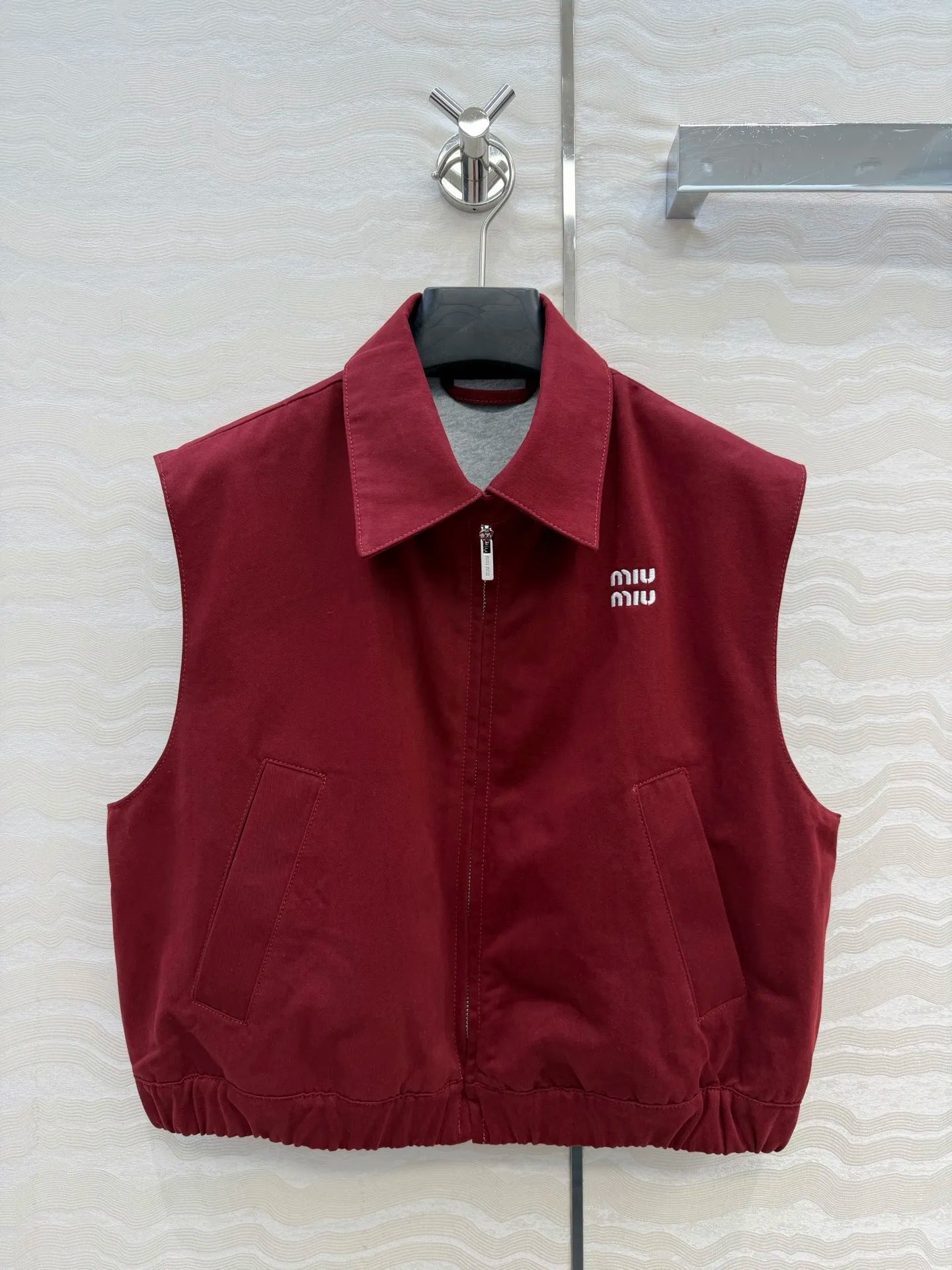 2026 New Style Womens Red Denim Vest Jacket Coat Size M L Fashionable and Good Texture Code 042