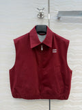 2026 New Style Womens Red Denim Vest Jacket Coat Size M L Fashionable and Good Texture Code 042