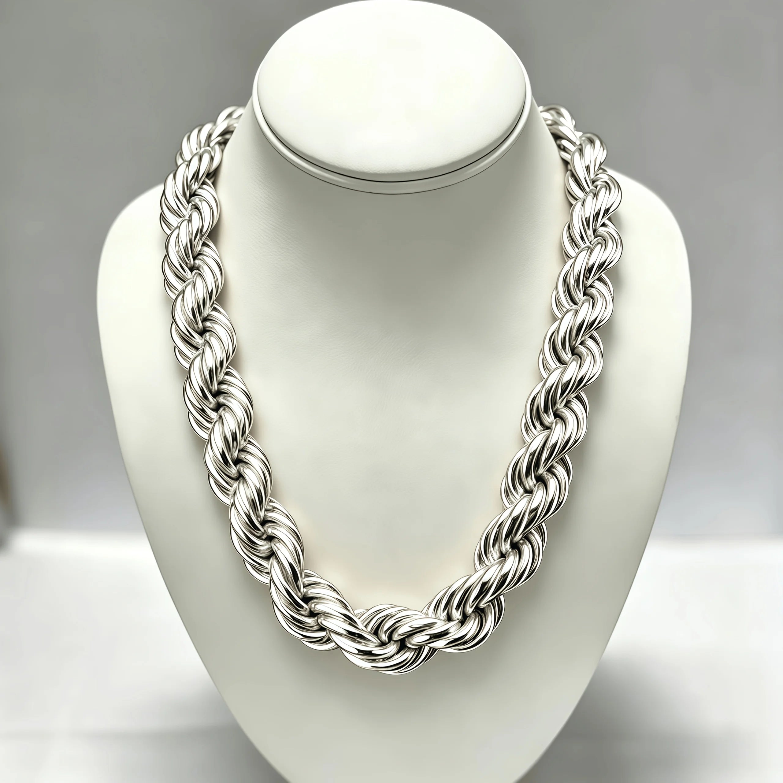 12Mm Men'S Twisted Rope Chain Necklace, High-Quality Hip-Hop Jewelry, Suitable for Daily And Party Use, Hip-Hop Style, Perfect for Carnival, Father'S Day, Birthdays, Christmas Gift