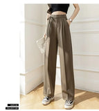 Lady Baggy Pants High Waist Lace Up Straight Leg Pants Women's Classic Designer Suit Trousers High Fashion Korean style Office