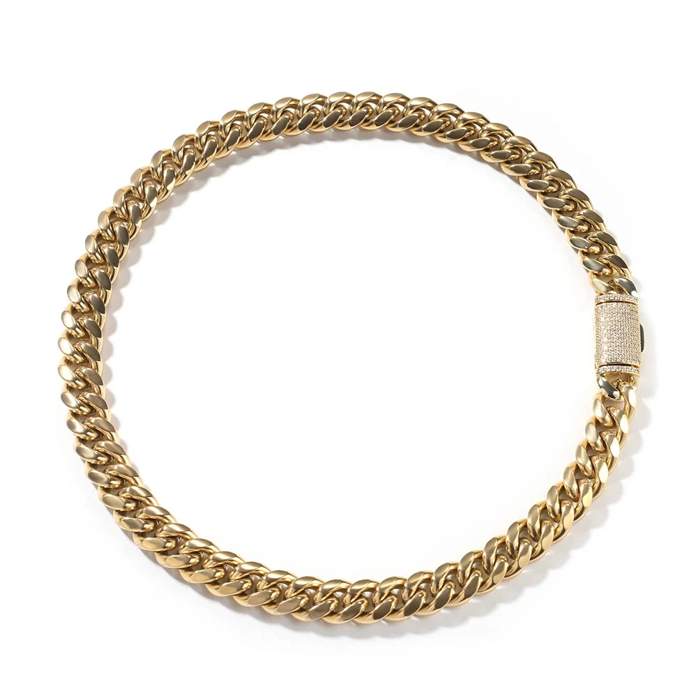 15mm Stainless Steel Miami Cuban Link Chain Iced Out CZ Box Clasp Necklace Fashion Hiphop Men Jewelry
