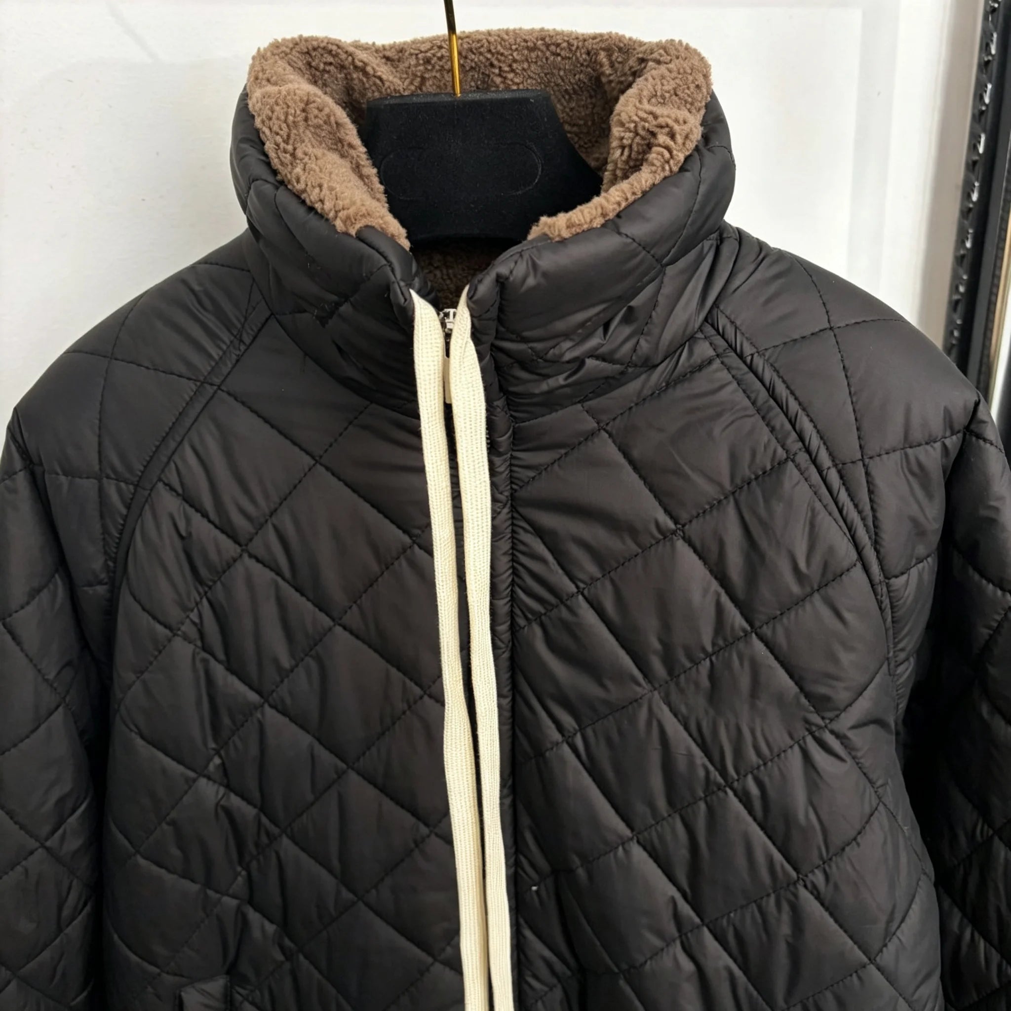 2026 Women Autumn Winter Fleece‑Lined Stand Collar Quilted Padded Jacket ZX5801