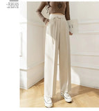 Lady Baggy Pants High Waist Lace Up Straight Leg Pants Women's Classic Designer Suit Trousers High Fashion Korean style Office