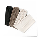 Lady Baggy Pants High Waist Lace Up Straight Leg Pants Women's Classic Designer Suit Trousers High Fashion Korean style Office