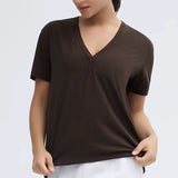 THE GYM PEOPLE Women's Loose Fit Workout T-Shirts V Neck Short Sleeve Running Yoga Lounge Tee Tops
