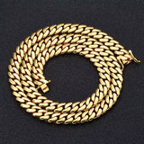 15mm Hip Hop Bling Gold Color Stainless Steel Cuban Miami Link Chain Necklaces for 18k Gold-plated Men Rapper Jewelry(1PC)