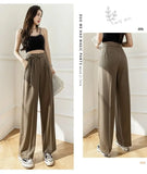 Lady Baggy Pants High Waist Lace Up Straight Leg Pants Women's Classic Designer Suit Trousers High Fashion Korean style Office