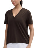 THE GYM PEOPLE Women's Loose Fit Workout T-Shirts V Neck Short Sleeve Running Yoga Lounge Tee Tops