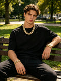 15mm Hip Hop Bling Gold Color Stainless Steel Cuban Miami Link Chain Necklaces for 18k Gold-plated Men Rapper Jewelry(1PC)