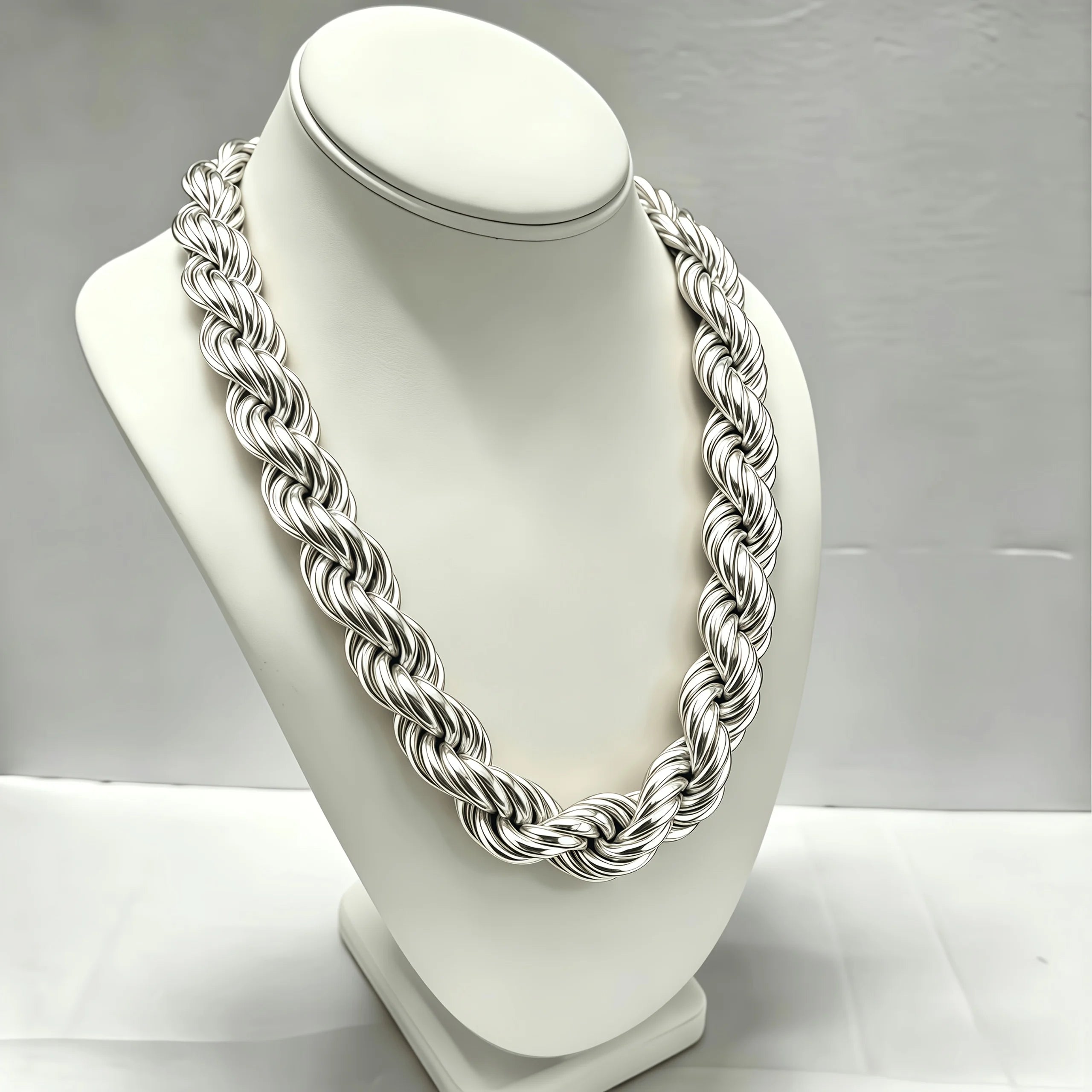 12Mm Men'S Twisted Rope Chain Necklace, High-Quality Hip-Hop Jewelry, Suitable for Daily And Party Use, Hip-Hop Style, Perfect for Carnival, Father'S Day, Birthdays, Christmas Gift