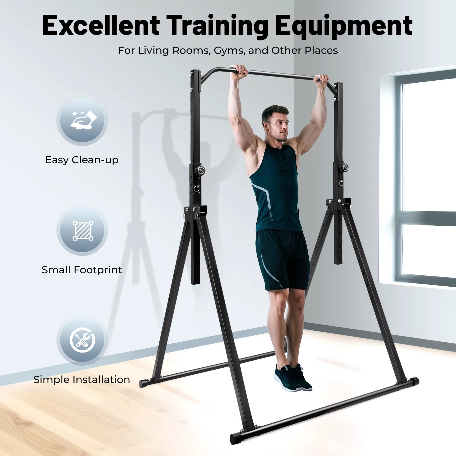 Adjustable Height Home Pull up Bar Gymnastics Practice Bar Triangular Pull up Station for Home Gym Strength Training Equipment