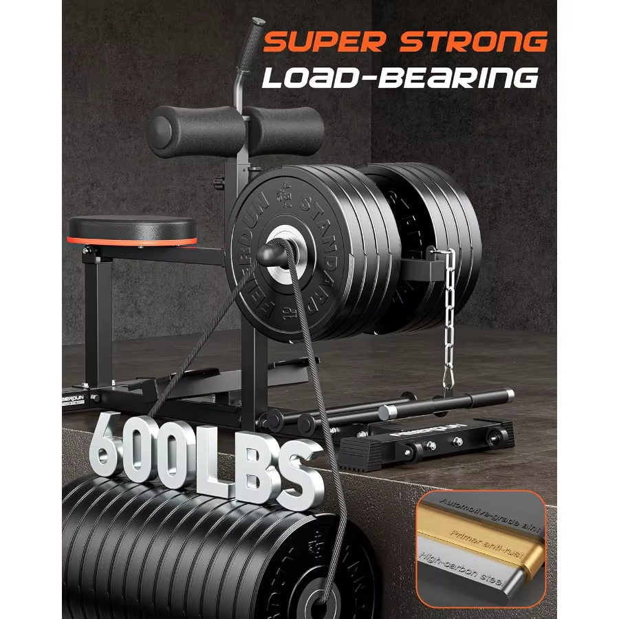 Adjustable Seated Calf Raise Machine with Band Pegs and Bicep Curl Handle for Leg Training and Exercise - Home Gym Equipment