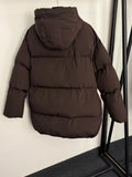 2026 autumn and winter large pocket waist cinched long sleeved hooded mid length cotton jacket for girls