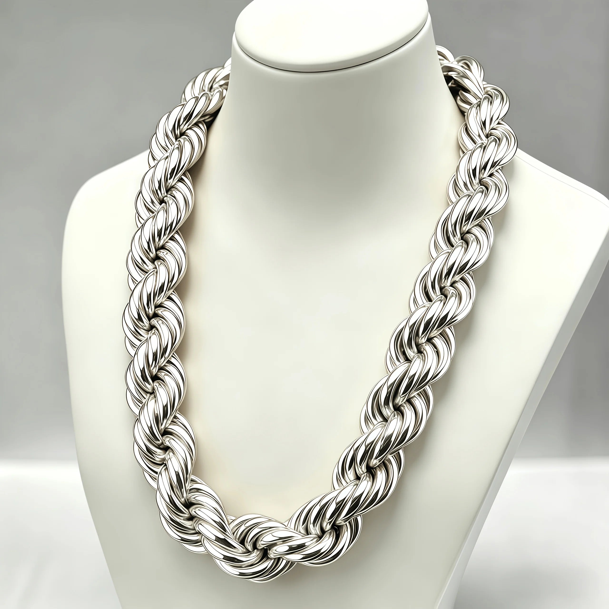 12Mm Men'S Twisted Rope Chain Necklace, High-Quality Hip-Hop Jewelry, Suitable for Daily And Party Use, Hip-Hop Style, Perfect for Carnival, Father'S Day, Birthdays, Christmas Gift