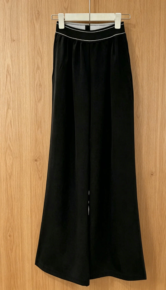 2026 New Style Womens Spliced Waist Casual Straight Pants Size M L Comfortable and Versatile Code 041