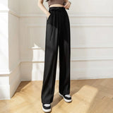 Lady Baggy Pants High Waist Lace Up Straight Leg Pants Women's Classic Designer Suit Trousers High Fashion Korean style Office