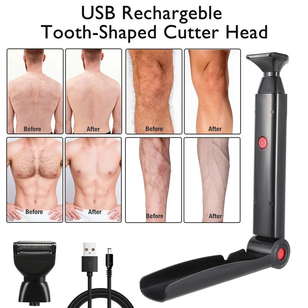 Long Handle Electric Back Shaver For Men USB Rechargeable Body Hair Removal Razor