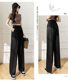Lady Baggy Pants High Waist Lace Up Straight Leg Pants Women's Classic Designer Suit Trousers High Fashion Korean style Office