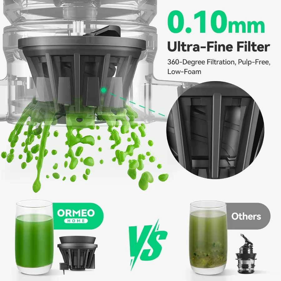 Cold Press Juicer Masticating Juicer with 5.0 Large Feed Chute for Whole Fruits and Vegetables Pulp Separation 99.6 Juice Purit