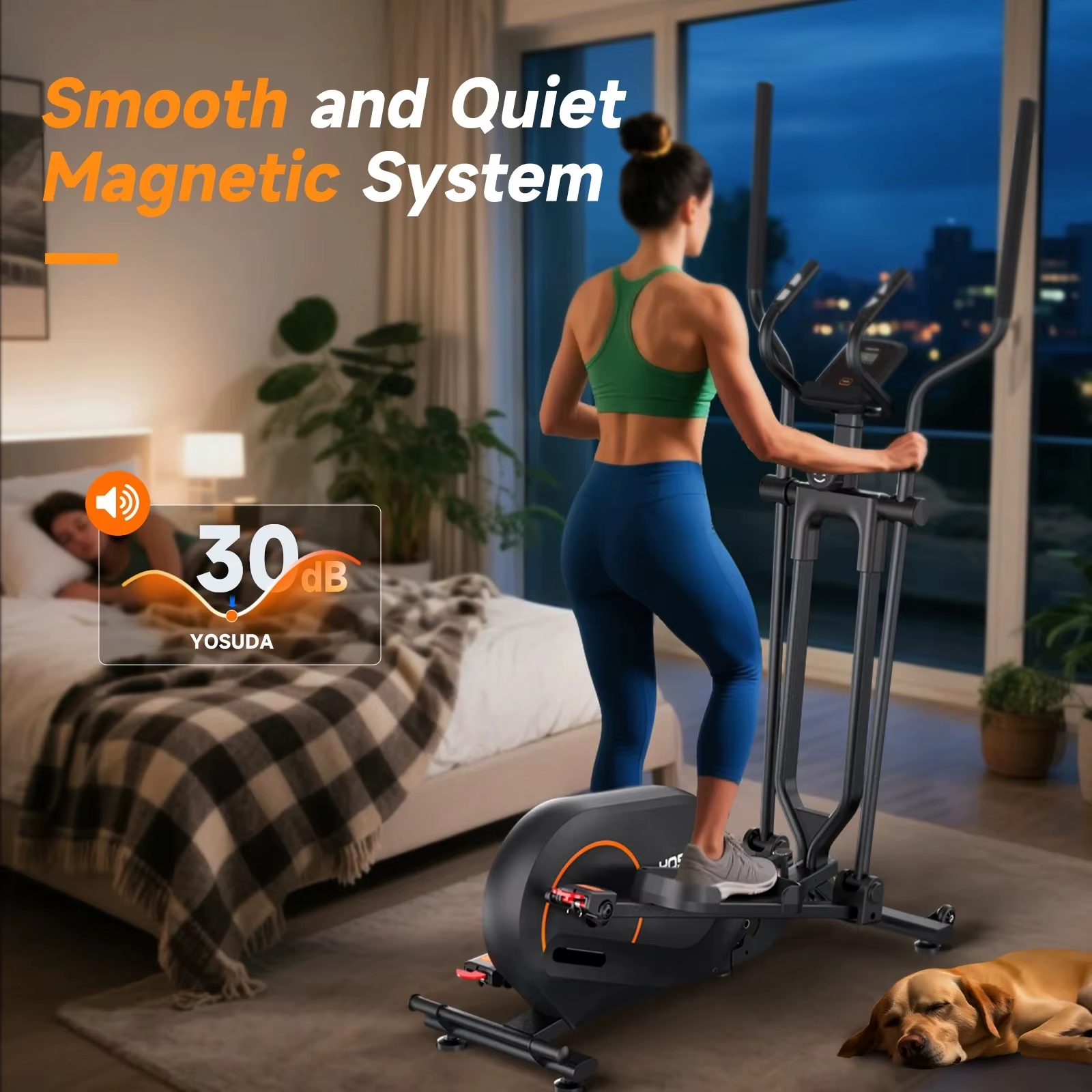 Compact Elliptical Machine Only 2 Sq Ft,15In Stride Foldable Elliptical for Home,Folding Elliptical Exercise Machine