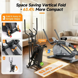 Compact Elliptical Machine Only 2 Sq Ft,15In Stride Foldable Elliptical for Home,Folding Elliptical Exercise Machine