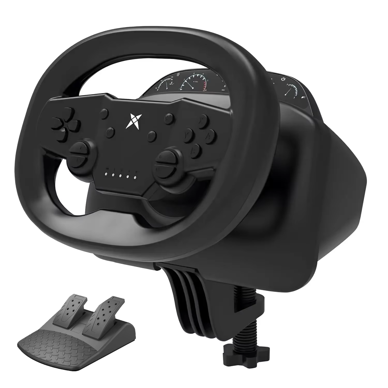 DOYO Racing Game Steering Wheel Vibration Controller Simulation Racing Pedals for Switch/Pc /Ps4/Ps3/Ios and Android Phones
