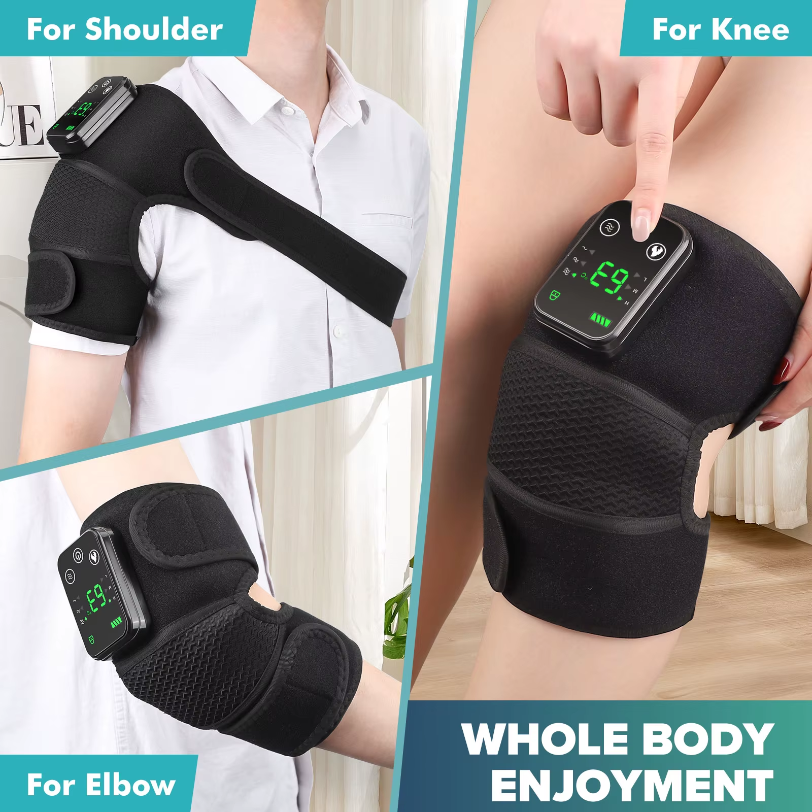 Electric Heated Vibration Knee Massage Pad 3 in 1 Massager Shoulder Elbow 3 Hot Compress Thermal Joint Brace Muscle Relaxation