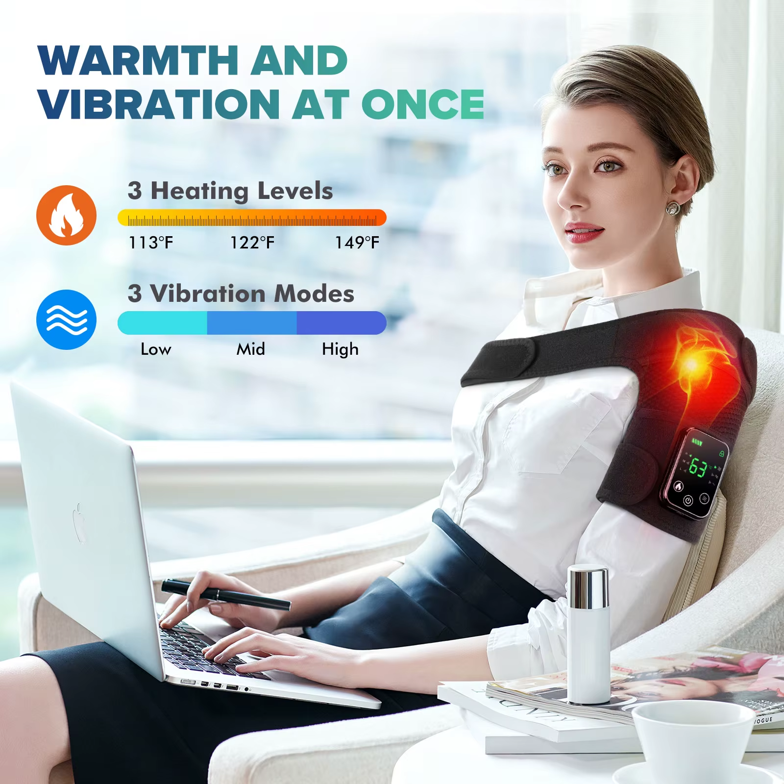 Electric Heated Vibration Knee Massage Pad 3 in 1 Massager Shoulder Elbow 3 Hot Compress Thermal Joint Brace Muscle Relaxation