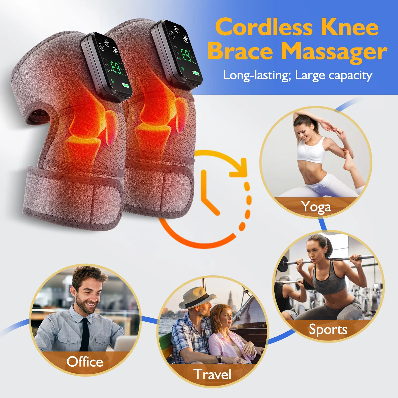 Eletric Heating Knee Massage Instrument Vibrator Knee Pad Joint for Elbow Leg Knee Shoulder