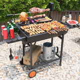Extra Large Portable Charcoal Grill with 2 Foldable Side Tables Outdoor Barbecue Grill for Backyard Patio Picnic Parties Camping